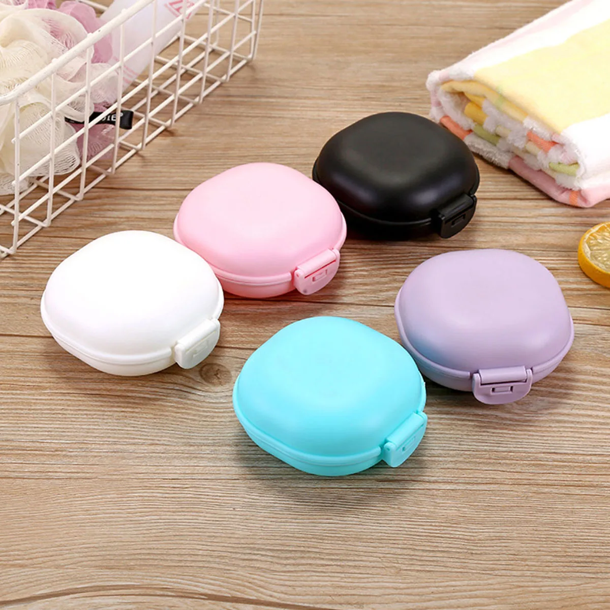 

5pcs Soap Box Water-proof Soap Holder Small Soap Case Container with Lid for Bathroom Kitchen Travel (Pink + Dark Green + Purple