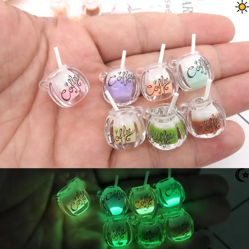 10pcs New 9 Style Noctilucent Resin Charms DIY Findings Luminous 3D Phone Keychain Earrings Bracelets Pendant For Jewelry Making