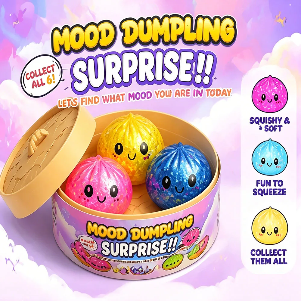 Kawaii Expression Dumpling Squishy 3er-Set Dampfgarer-Set Mystery Blind Box Maltose Stretch Squeeze Partygeschenk Klassenzimmer-Belohnung