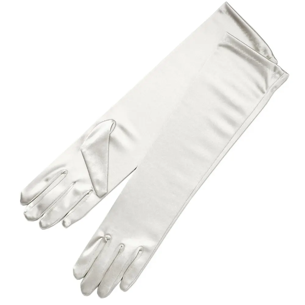 

15" Long Shiny Stretch Satin Dress Gloves Below-The-Elbow Length