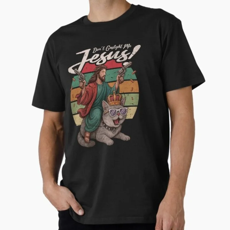 Sic-Fi Dungeon Crawler Carl Anime Gift T-Shirt Don't gaslight me Jesus! Cartoon Graphic Tee Y2K clothes All size tops S-6XL