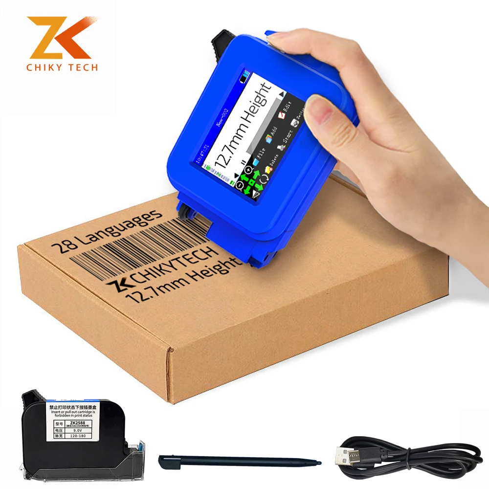 CHIKY ZK1696 12.7mm Waterproof Expiry Date Code Small Glass Bottles Tij Mini Handled Inkjet Printer Coding Machine