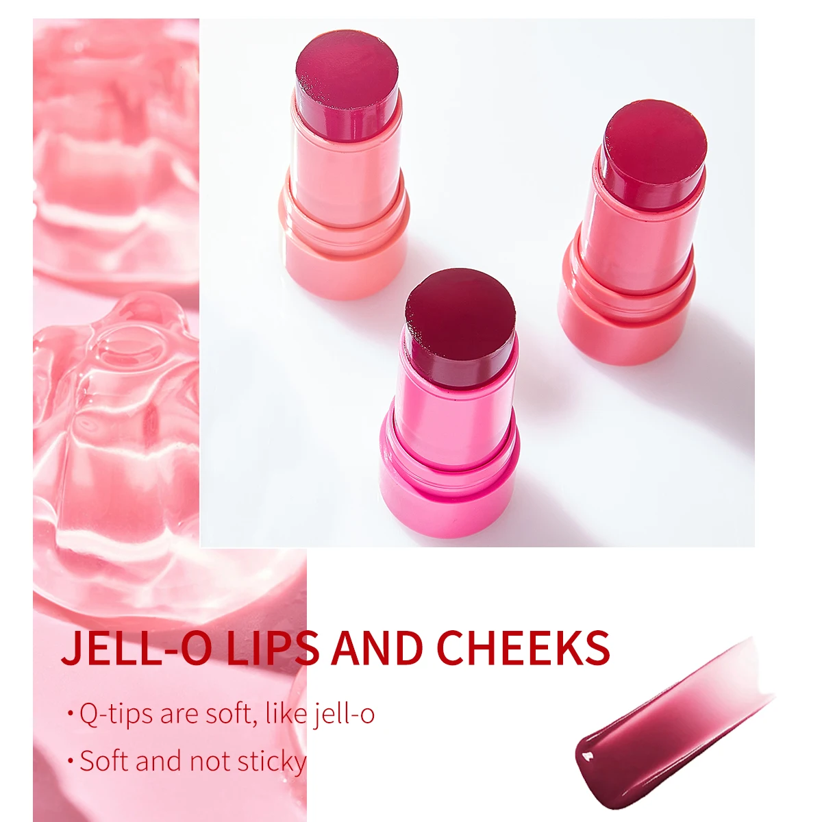 Milk Jelly Tint Cheek Color Blusher 3in1 Wand Blush Lipstick Rouge Cream Shimmer Blusher Stick Makeup Brighten Natural Lip Tint