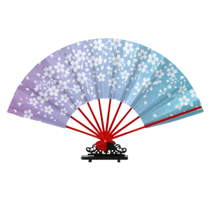 

Japanese Cosplay Dance Fan Double Side Silk Cloth Traditional Performance Props for Stage Dancing Gift Art Craft Photo Prop
