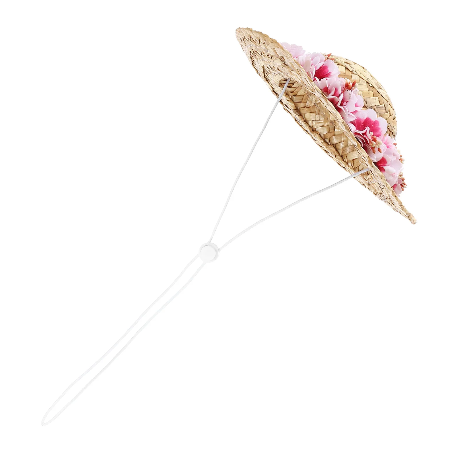 

Dog Straw Hat Pink Flower Pet Summer Sun Hat Woven Costume Accessory For Small Medium Dogs Beach Party Photo Prop