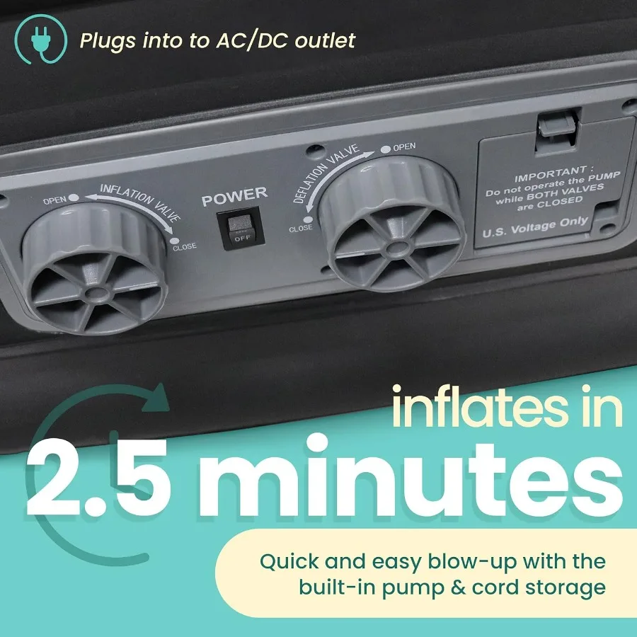 مرتبة قابلة للنفخ مزدوجة الحجم بحجم كينج مع مضخة مدمجة للتخييم والسفر وسرير تفجير محمول مقاوم للماء #5