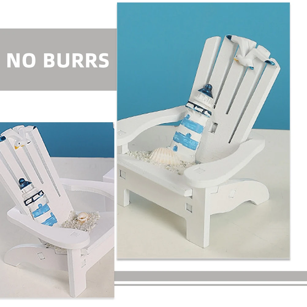 

Beach Chair Decoration Micro Landscape Mini Dollhouse Model Themed Bathroom Wooden Baby