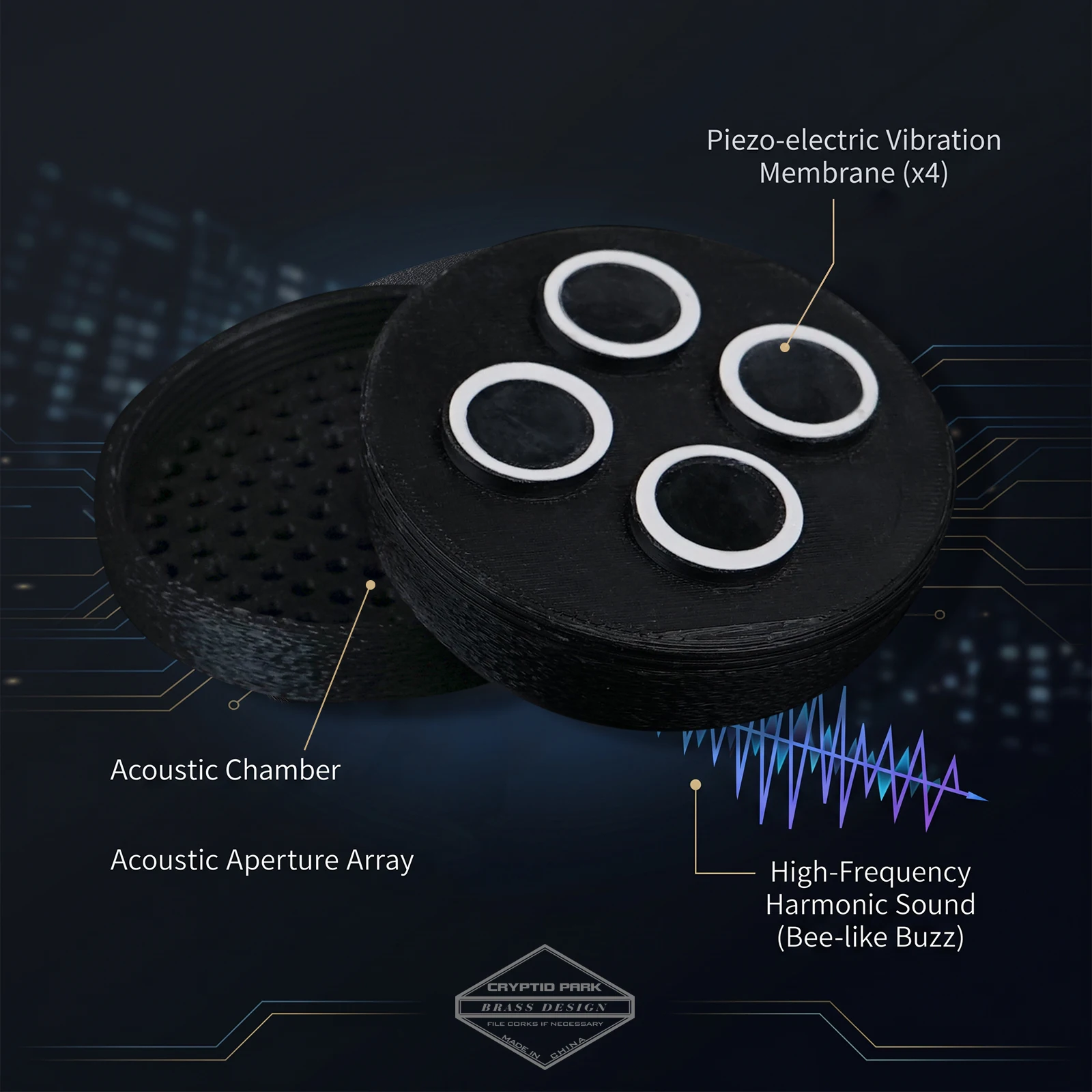 Small Mute Device, 3D-Printed Module Direct-Injection Mute Device, One Device with Three Sounds, Freely Switchable, Effective in Preventing Disturbance of Neighbors