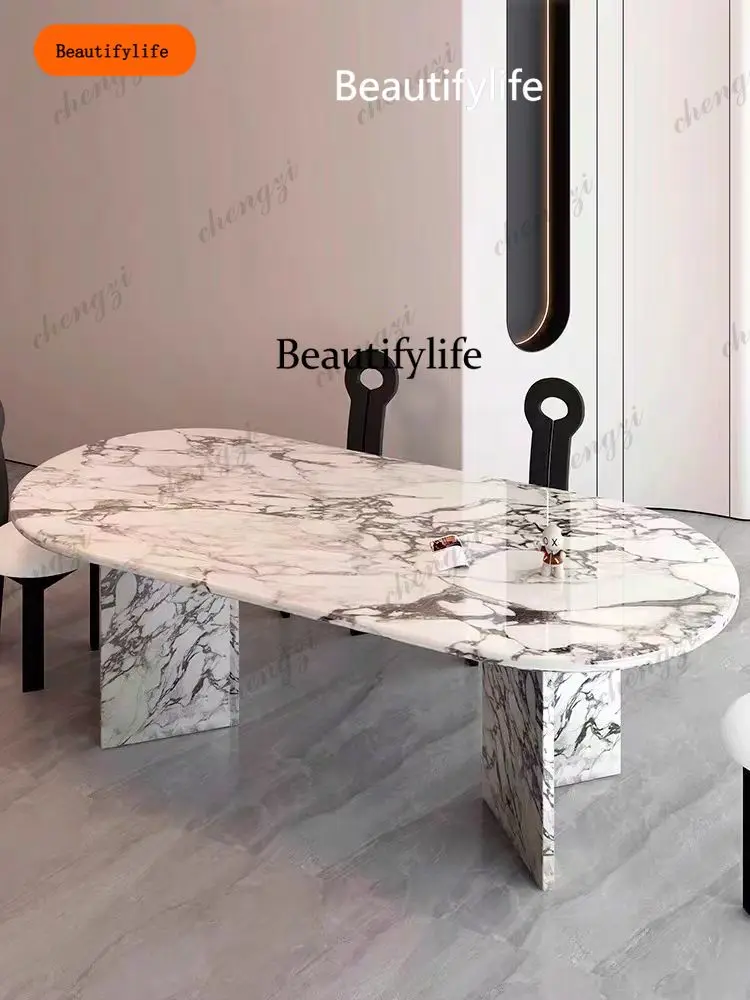 

B456 Luxury Living Room Dining Table Kitchen Party Oval Marble Dining Table Salon Modern Nordic Mesas De Comedor Furniture Home