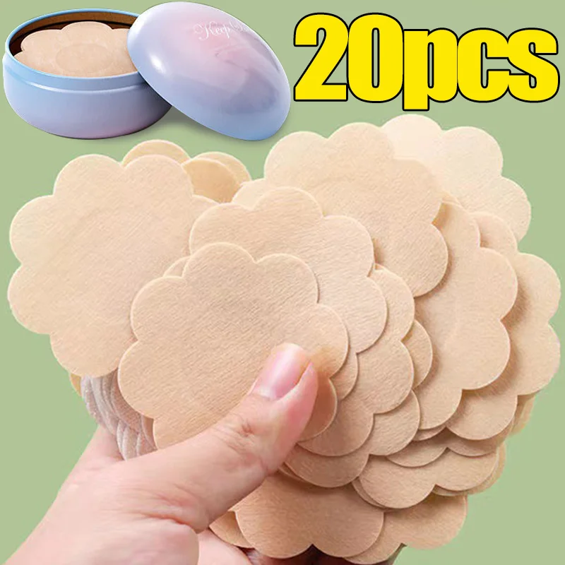 20pcs Disposable Thin Breathable Nipple Patch Fabric Nipple Cover Flower Bear Strapless Invisible Women Underwear Accessories