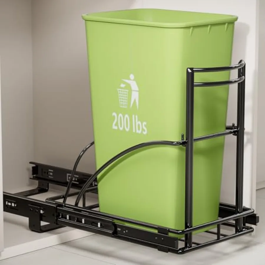 

Under Sink Trash Can Pull Out, Reinforced Heavy Duty Steel Frame Slider, No Can/Fits 7-13 Gal 50Qt Garbage Bin/Quiet Close Slid