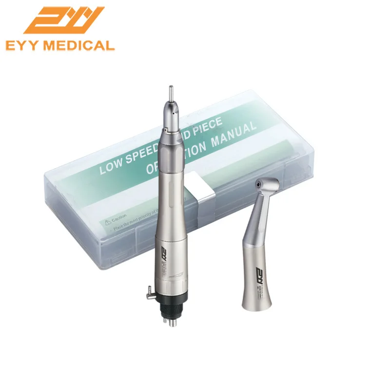 Dental Low Speed External Water Spray Slow Speed Handpiece Contra Angle Straight Handpiece 2/4 Holes Air Motor Dentistry