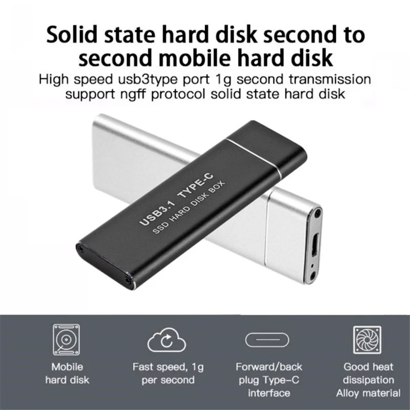 GRWIBEOU USB 3.1 إلى M.2 SSD صندوق القرص الصلب المحمول نوع C محول بطاقة الضميمة الخارجية الحال بالنسبة m2 SATA SSD 2230/2242/2260/2280