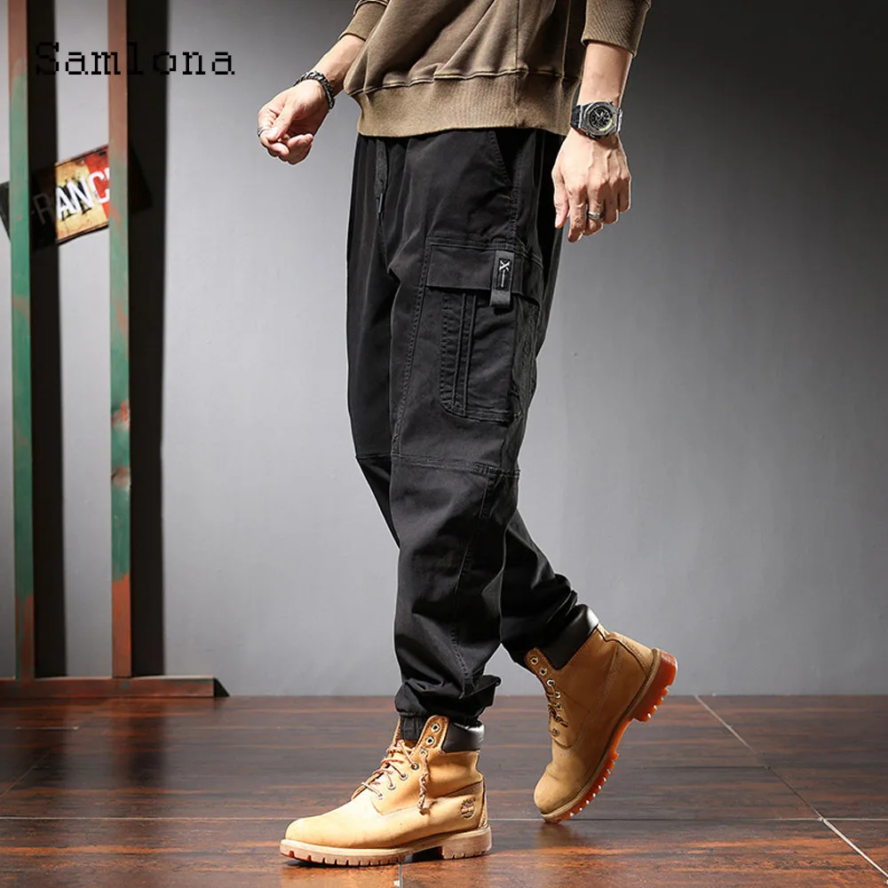 

Plus Size 8xl Men's Casual Multi-Pocket Sweatpants Elastic Waist Zipper Cuff Trousers Large Big Man Fashion Leisure Cargo Pants