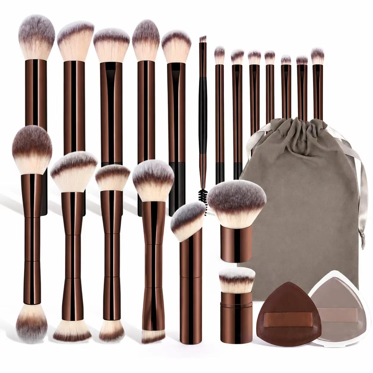 Professional Makeup Brush Set with Aluminum Handles and Soft Synthetic Bristles for Foundation, Powder, Blush, Contour, Eyeshado