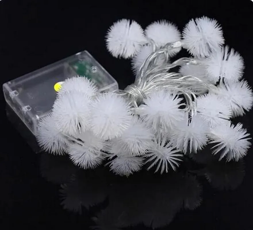 2M 20led String Lights Warm White Puffer Ball Christmas Lights Decorative for Indoor Garden Patio Party and Holiday Decoration