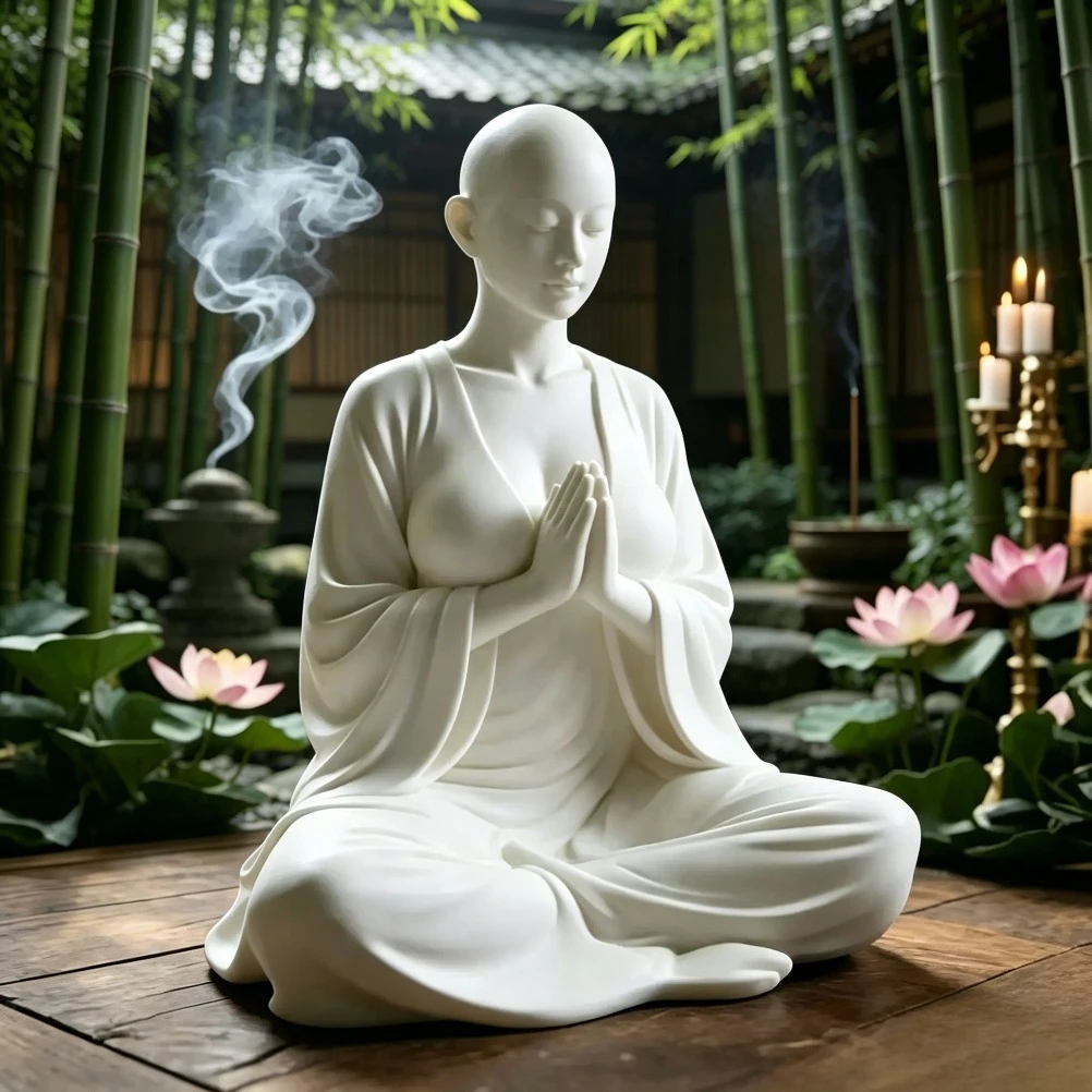 White Zen Meditation Sculpture Minimalist Figurine Spiritual Art Decor Ideal Ornament & Gift for Yoga Room Bedroom Living Room