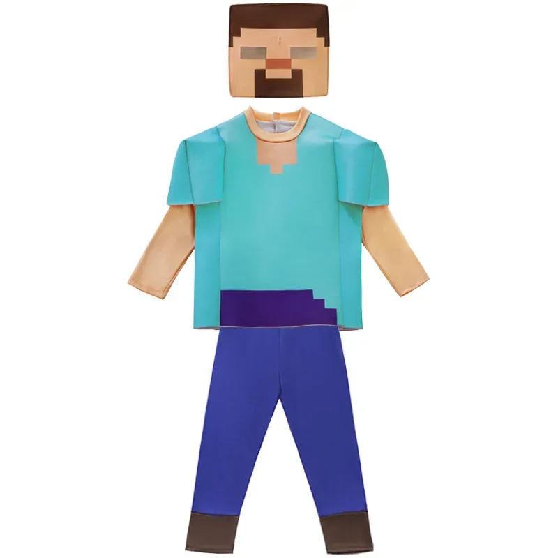 أزياء MC My World التأثيرية Steve Alex زي السراويل العلوية قناع مجموعة ملابس حفلات الهالوين كرنفال Mc للرجال والنساء