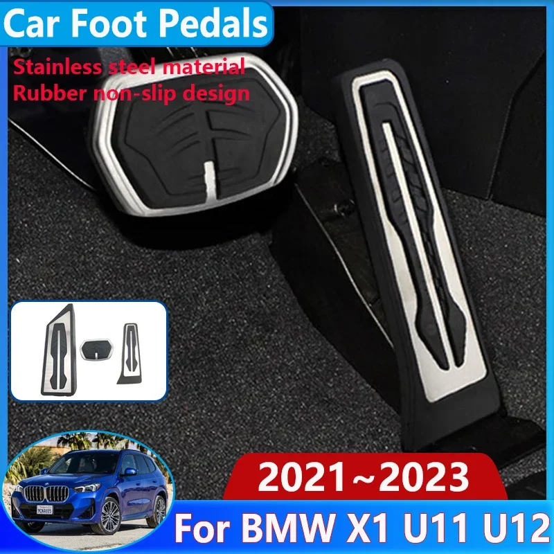 

Stainless Steel Car Foot Pedals Pad For BMW X1 2023 U11 Accessories 2021 2022 iX1 U12 Non-slip No Drilling Restfoot Protection