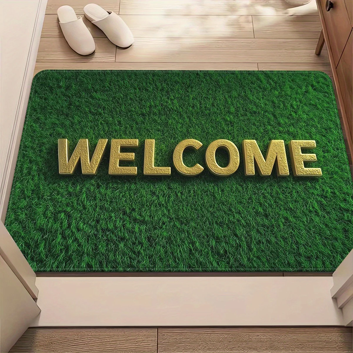 Green Grass Welcome Doormat 1pc – 3D Gold 