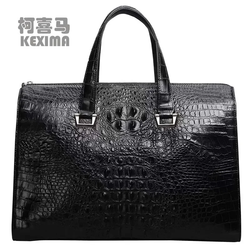 lukani Travelling Crocodile bag men handbag Large capacity male hand bag commerce business  male crocodile