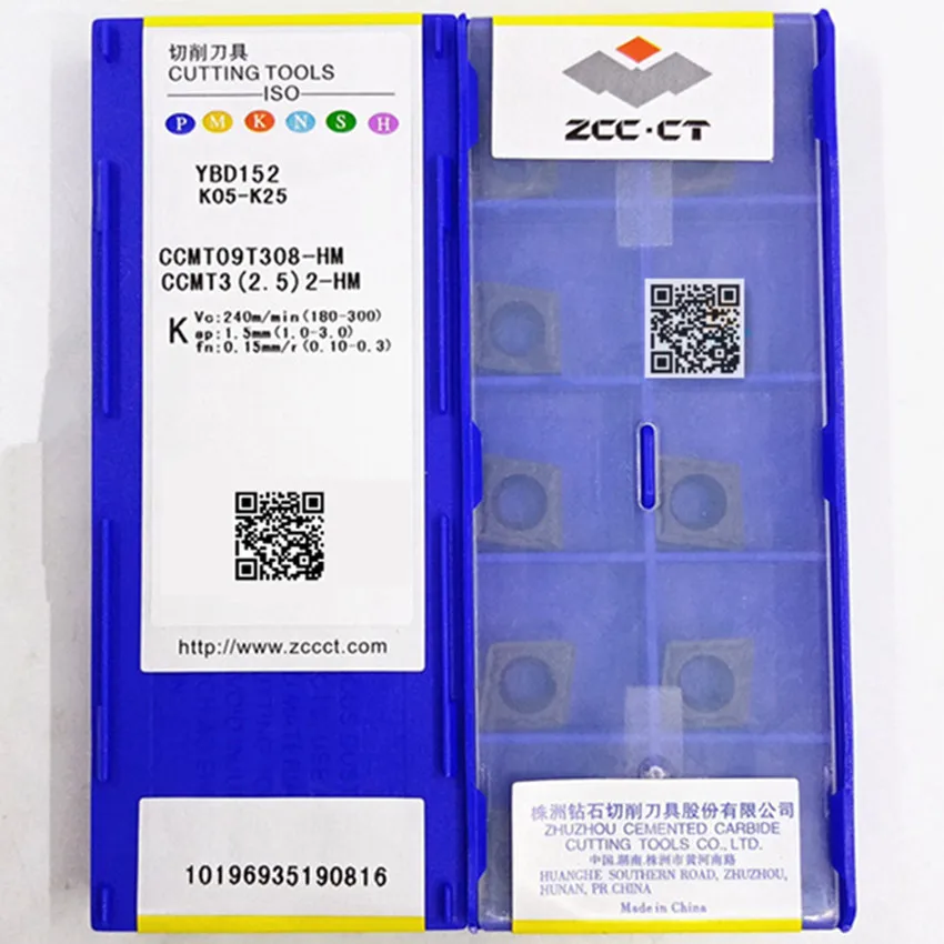 ZCC.CT CCMT060204-HM YBD152/CCMT060208-HM YBD152/CCMT09T304-HM YBD152/CCMT09T308-HM YBD152 CNC carbide inserts 10pcs/box