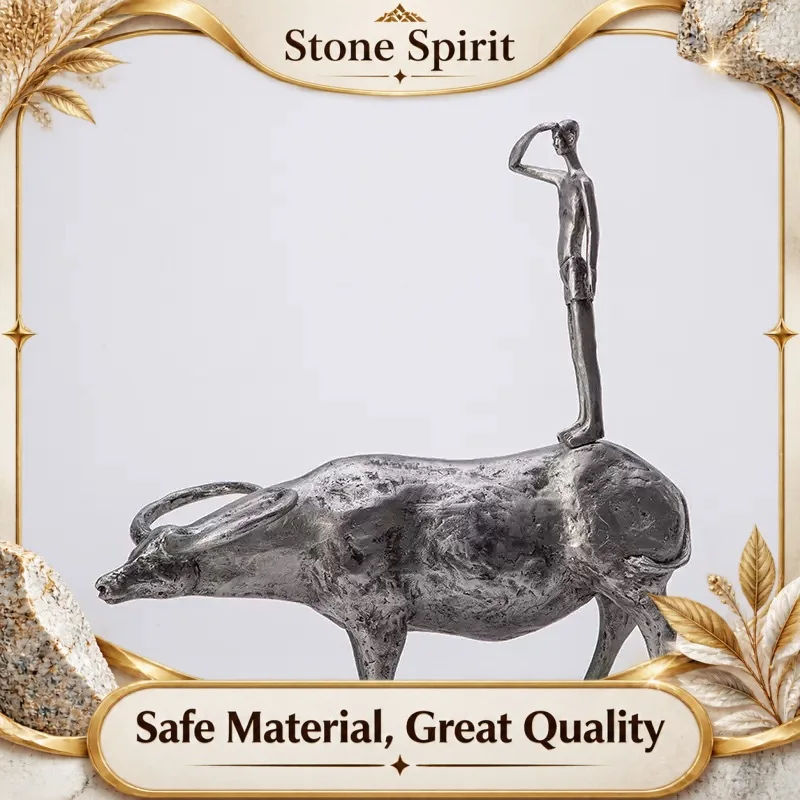 Abstract Art Resin Sculpture Crafts, Water Buffalo Statues, Wrangler, Office Desktop Decoration Statues, Living Room Decoration