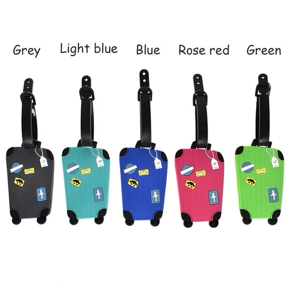 Cute Cartoon Silicone Luggage Tag with Strap Backpack Handbag Tag Label Name ID Tags Baggage Suitcase Identifiers Business Trip