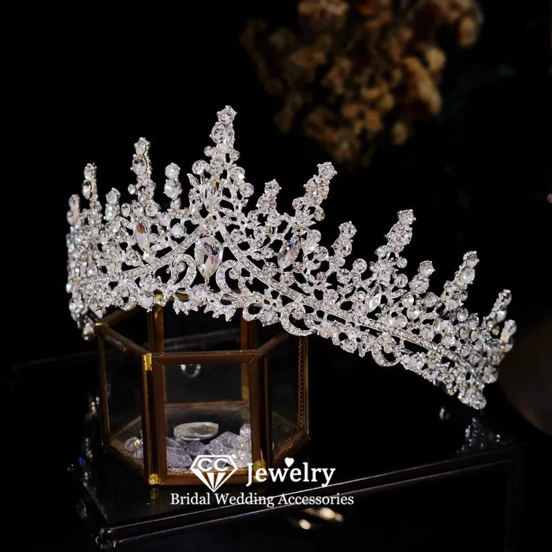 

CC Luxury Crown Women Hair Accessory Wedding Hairwear Bridal Dress Engagement Headpiece Water Drop Shape Tiaras and Crowns FO64