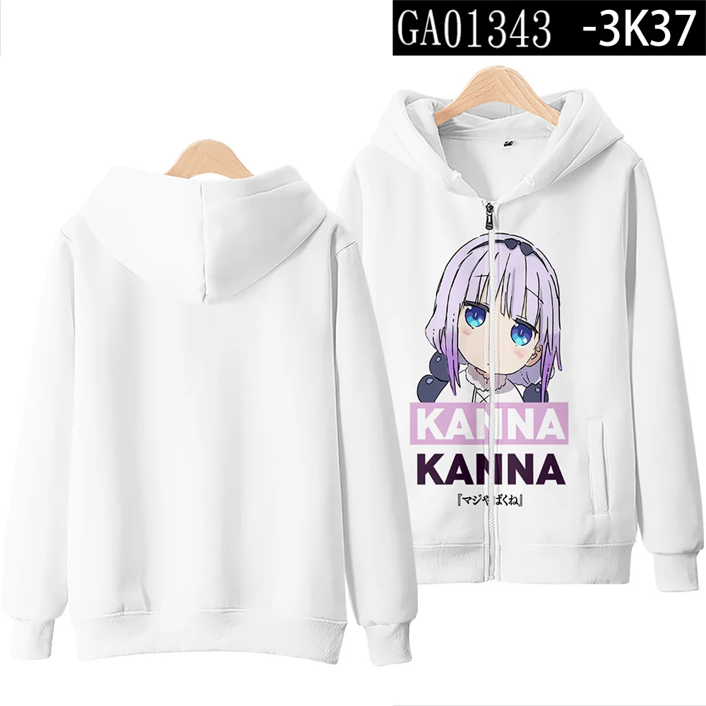 3D อะนิเมะมังกรของนางสาวโคบายาชิ Zip Up Hoodie Kobayashi San Chi ไม่มีแม่บ้าน Dragon Kanna Kamui คอสเพลย์ Zipper Hooded JACKET