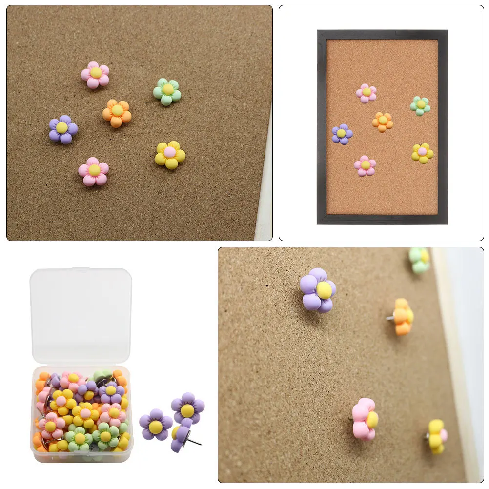 

30Pcs Macaron Flower Shaped Pushpins Practical Thumbtacks Office Desk Accessories Multi Function Use Pushpins