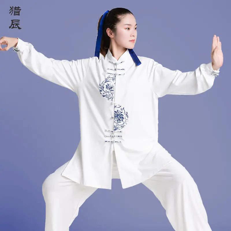 Martial Arts Tai Ji Suit Women's Clothing   Cotton and Linen Competition Performance Exercise Men Spring Autumn Long