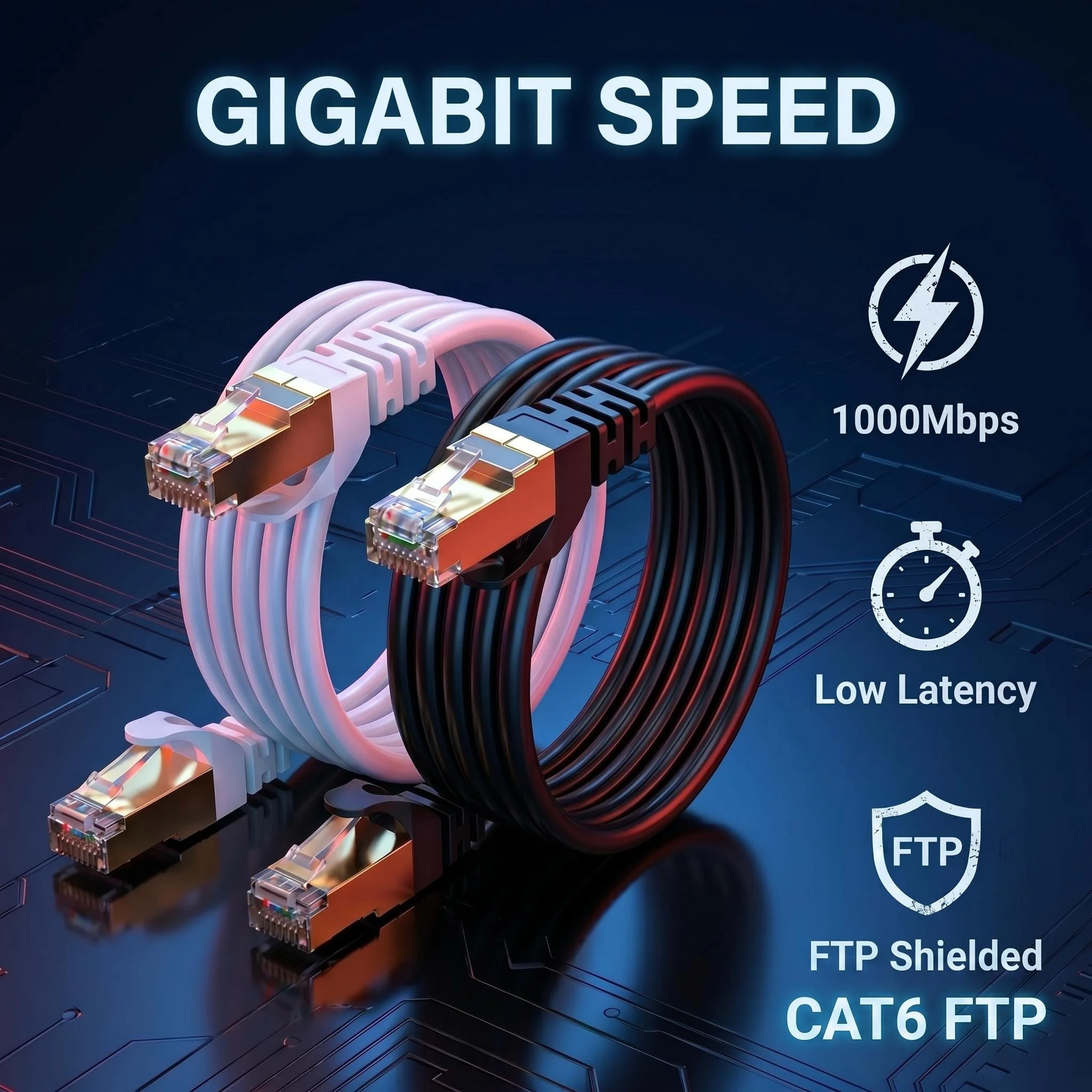 Lan Cable Gaming - Cat6 FTP Korumalı Ethernet Kablosu, Altın