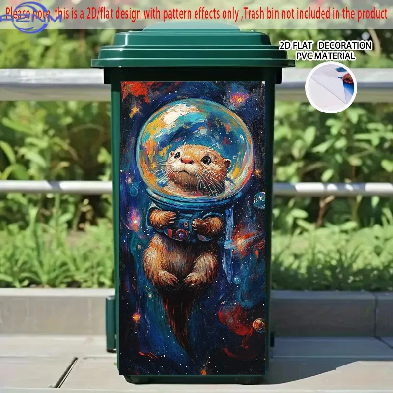Space-Themed Otter in Astronaut Suit Sticker - 14.57x32.28 Inch, Self-Adhesive PVC Decal for Trash Cans, Walls & Kitchen Decor