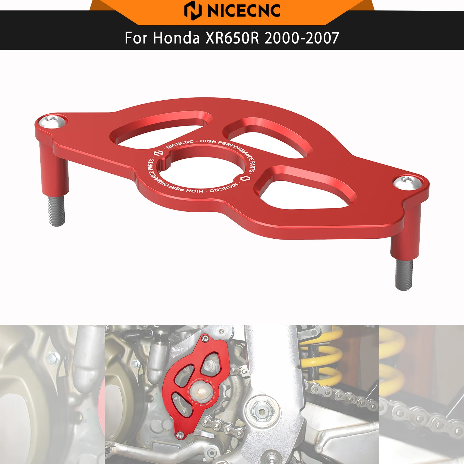 NICECNC For Honda XR650R 2000-2007 2006 Sprocket Cover Chain Guard Protector XR 650R 650 R Motorcycle Accessories Aluminium Red