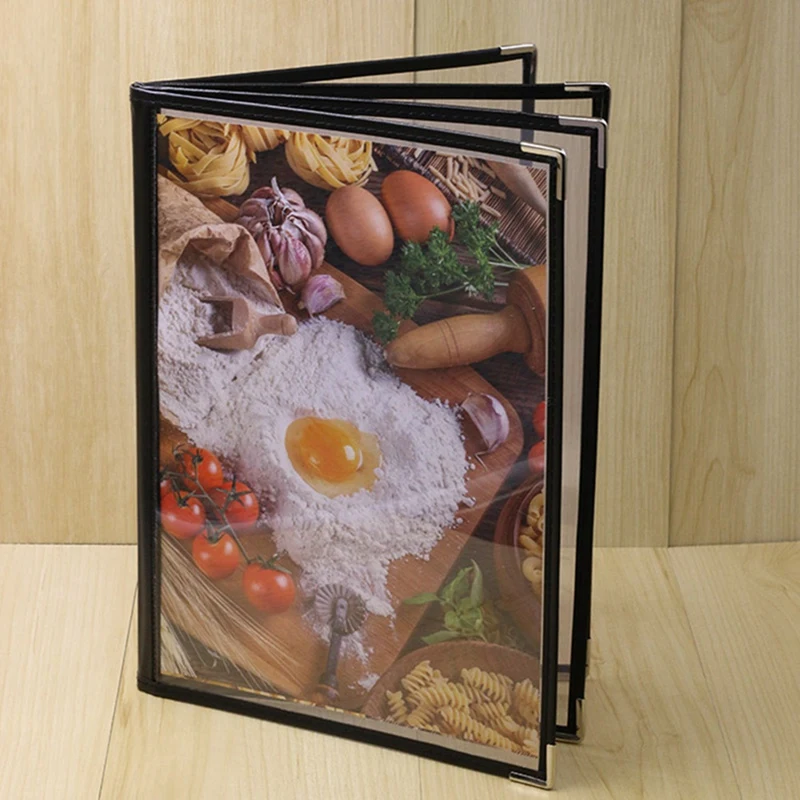 10Pcs Transparent Restaurant Menu Covers For A4 Size Book Style Cafe Bar 4 Pages 8 View