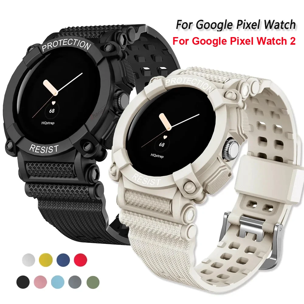 2 in 1 Anti-drop Case+Strap For Google Pixel Watch Bracelet Correa With Screen Protector Cover Band For Google Pixel Watch 2