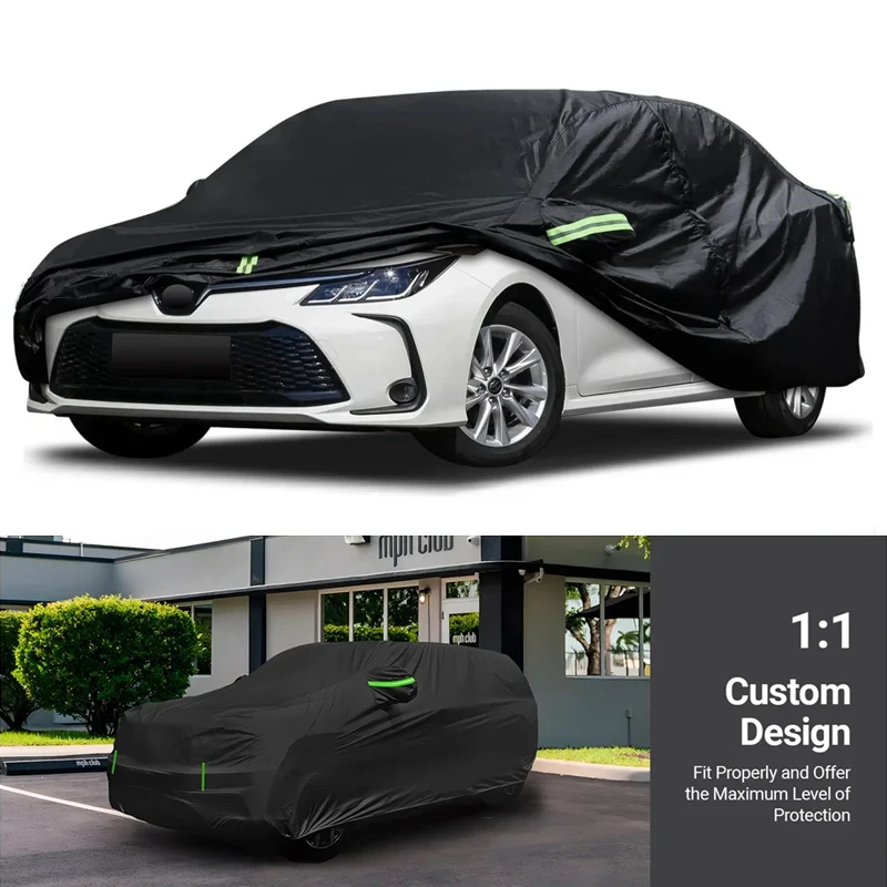 

Car Covers Custom Fit Toyota Corolla/Civic Waterproof All Weather Full Exterior Cover Rain Sun Hail Protector with Door Zipper