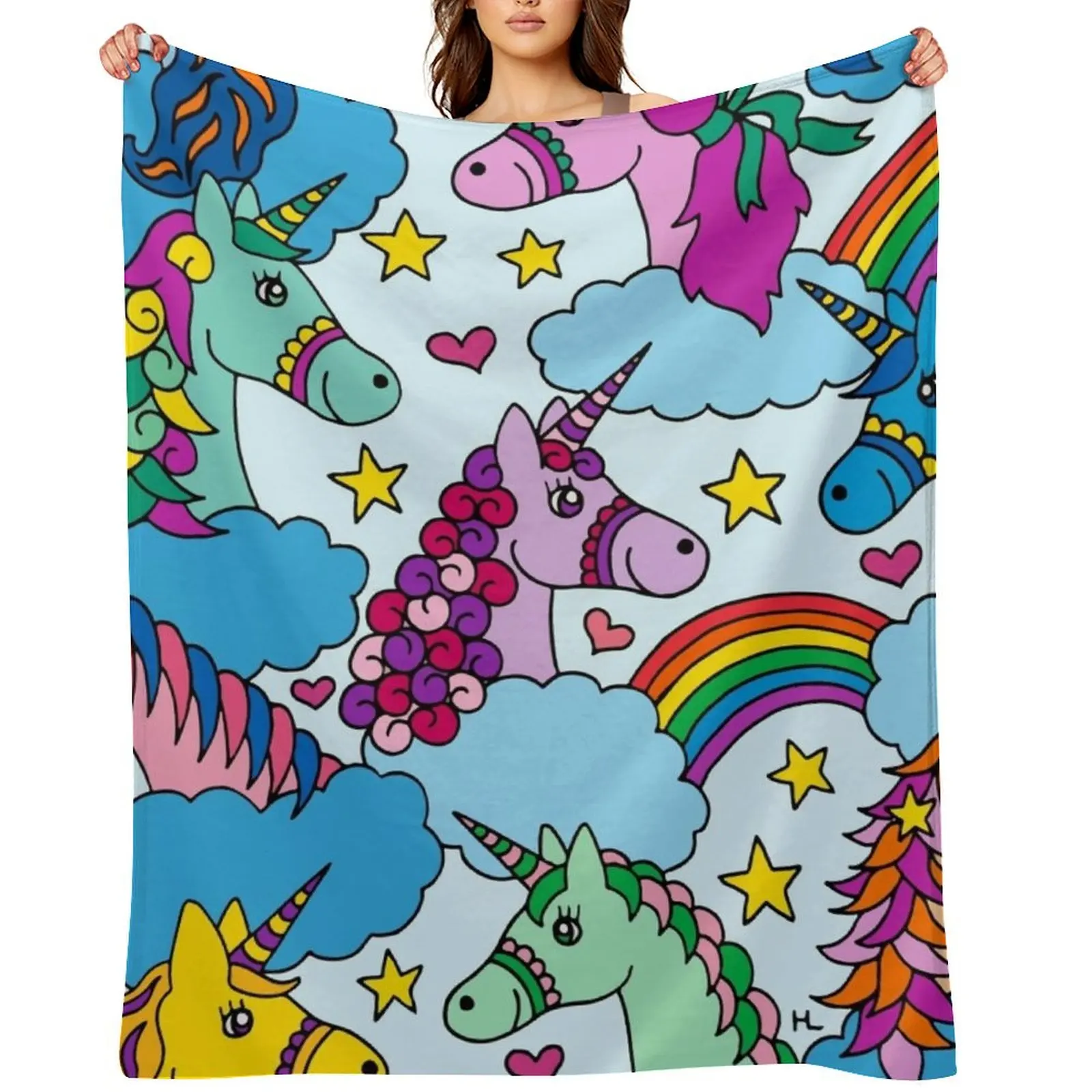 Unicorns and Rainbows || Magical Unicorn || Kids Throw Blanket cosplay anime wednesday valentine gift ideas Stuffeds Blankets