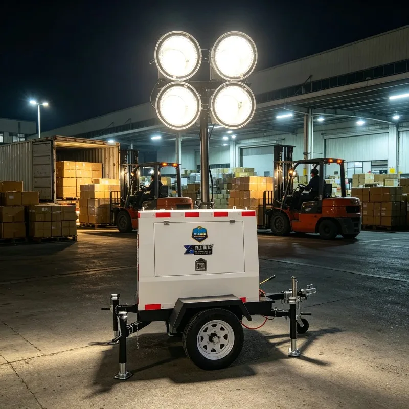 Portable Construction 4x1000W Lighting Tower 7m Mast Customized Outdoor Mining Emergency Night Work