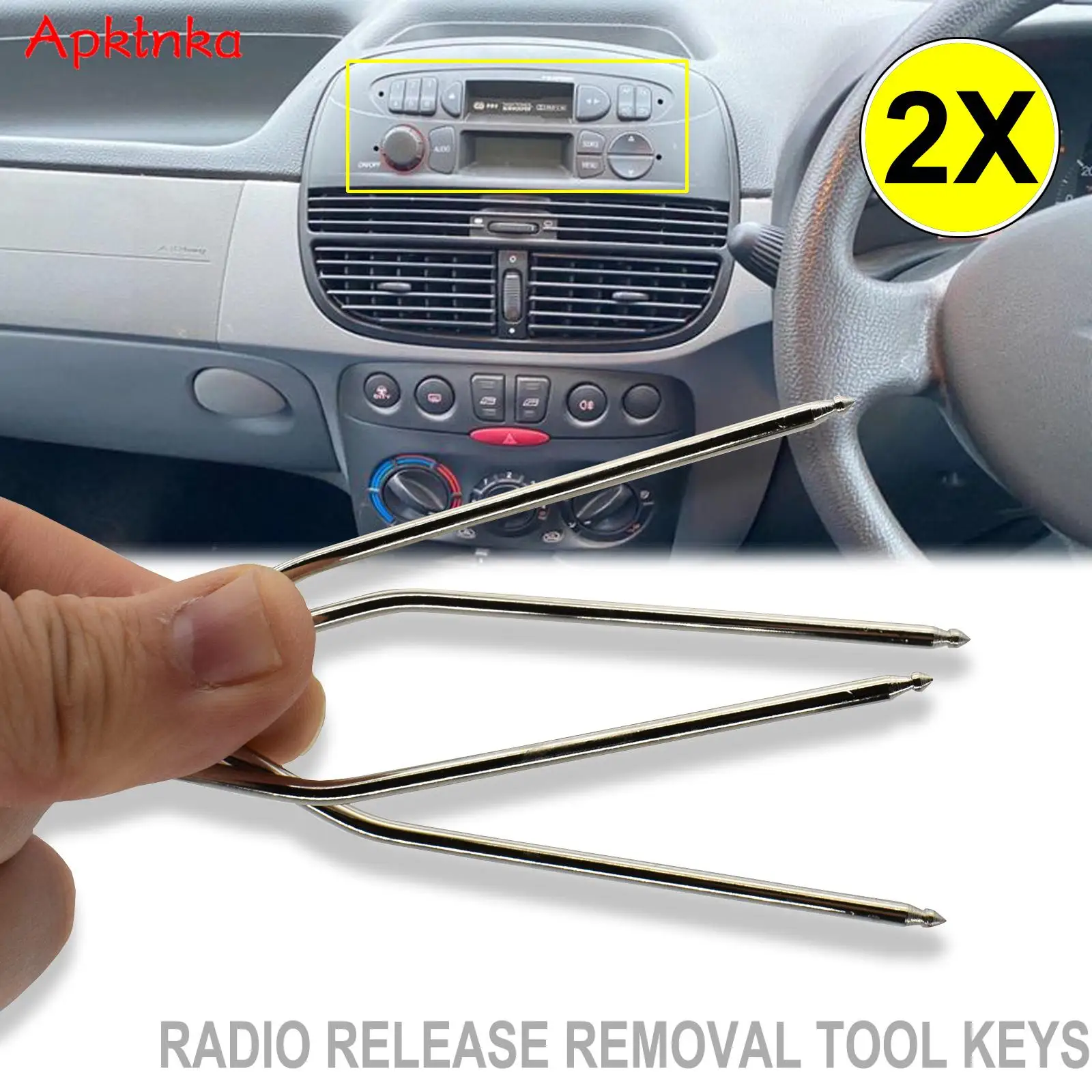 APKTNKA 2pcs For Ford Peugeot Fiat Renault Radio Stereo CD Removal Release Tool Extractor Key Car Head Units Tools Accessories