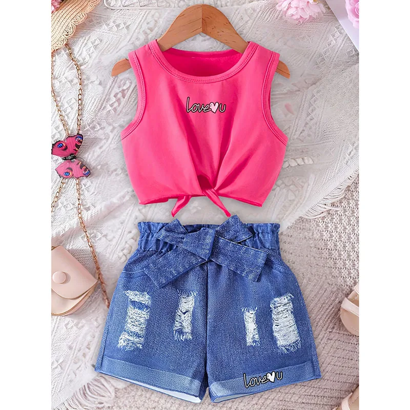 

Fashion Kid Girl Clothes Sleeveless Vest+Short Pant 2Pcs Girl Suit Summer Costume Toddler Tracksuit Infant Sport Outfit A1371