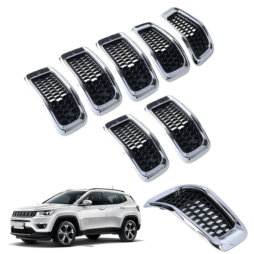 

7Pcs Grill Inserts Rings Covers For Jeep Cherokee 2014-2018 Honeycomb Grill Mesh Exterior Accessories Cover Overlay Kit