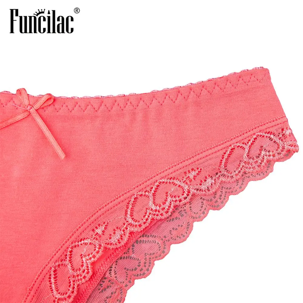 Bragas de algodón para mujer, ropa interior Sexy de encaje, conjunto de lencería íntima femenina de talla grande, 3 uds./lote