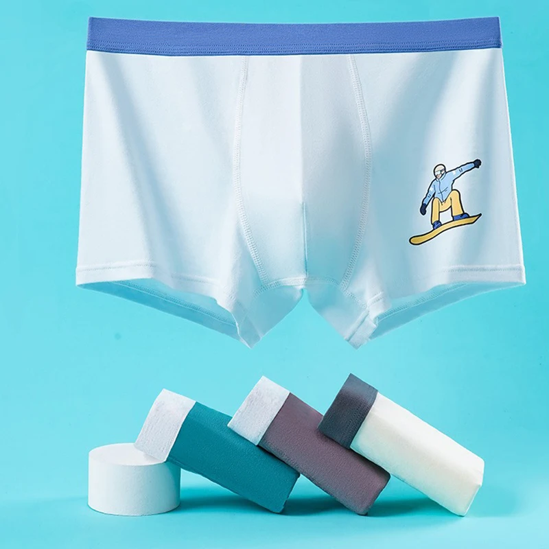 4-Pack Boys Boxer Briefs Teenagers Breathable High-Quality Cotton Elastic Comfortable Boxers Shorts for Teenage Boys