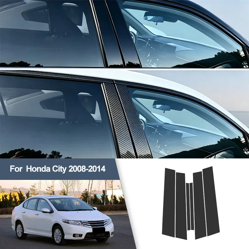For Honda City 2008-2014 B/C Pillar Post Stickers PC Window Middle Pillar Trim Decorative Car Exterior Protect Parts