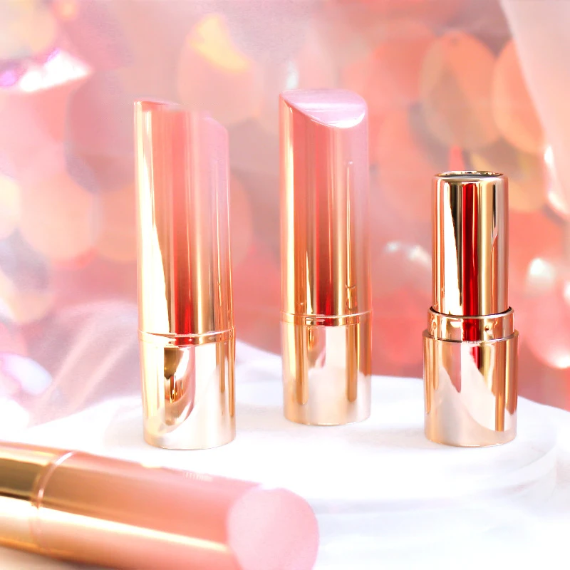 1pcs Slant Cap Lipstick Tube Peach Pink Gold Gradient Lipsticks Tubes Empty Tubing Packaging Beauty Makeup Tools