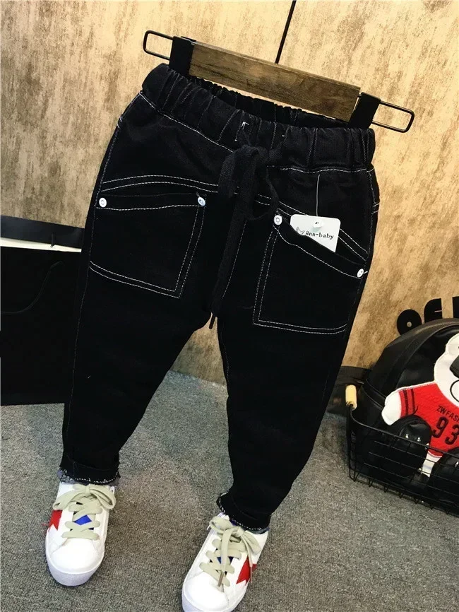 Jungen Hosen Winter Kinder Jeans Elastische Taille Stretch Denim Kleidung Kinder Hosen Für 2 bis Jahre Junge Dicke Fleece Jean Hosen