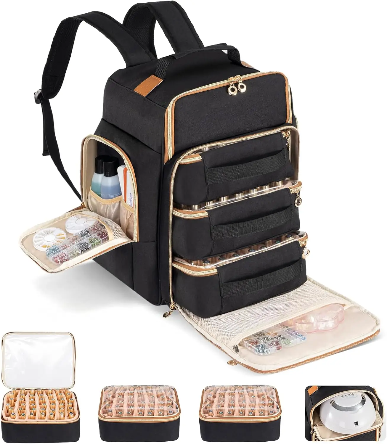 

Extra Large Nail Polish Organizer with 3 Drawers, Holds 126 Bottles, Sturdy Travel Case for Manicurist - Black