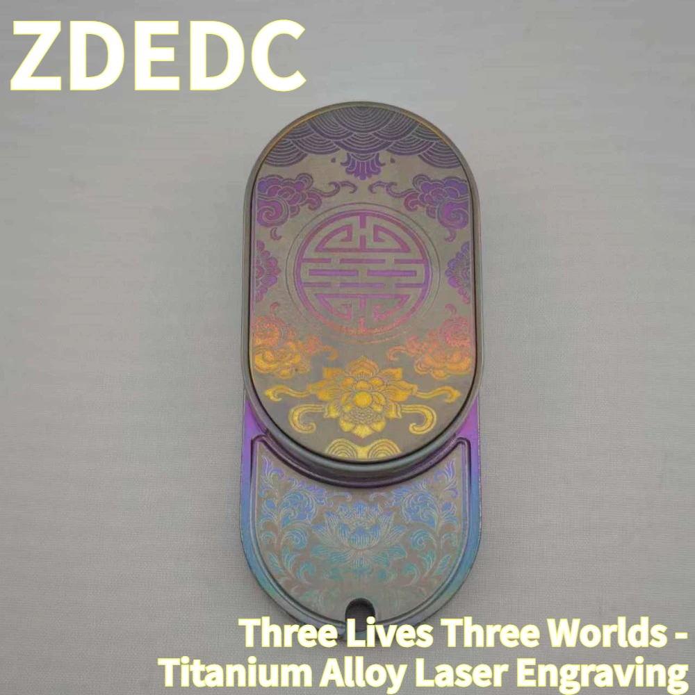 

ZDEDC Three Lives Three Worlds Rhythmic Three-Scale Titanium Alloy Direct Push Rotating Fingertip Card Pushing Decompression Toy